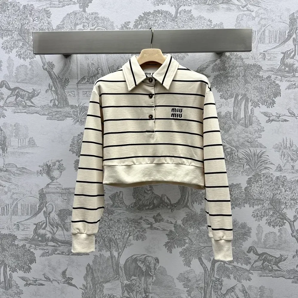 Miu Miu Cotton Fleece Polo Shirt for Women Miu Miu Cotton Fleece Polo Shirt for Women