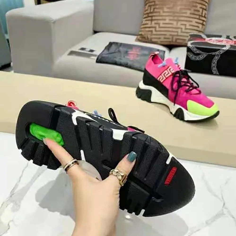 Versace Squalo Knit Sneakers for Women in Rose