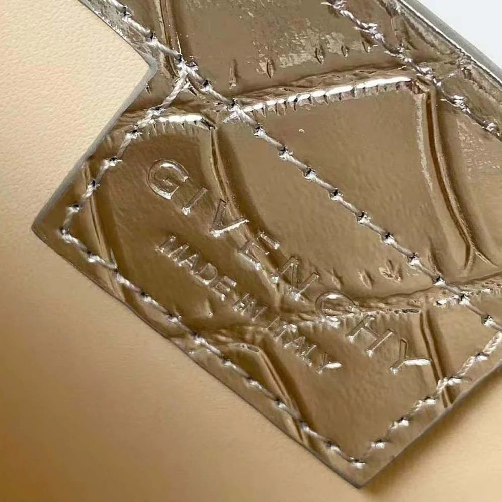 Givenchy Small Cut Out Bag in Crocodile Effect Leather with Chain for Women in Silver