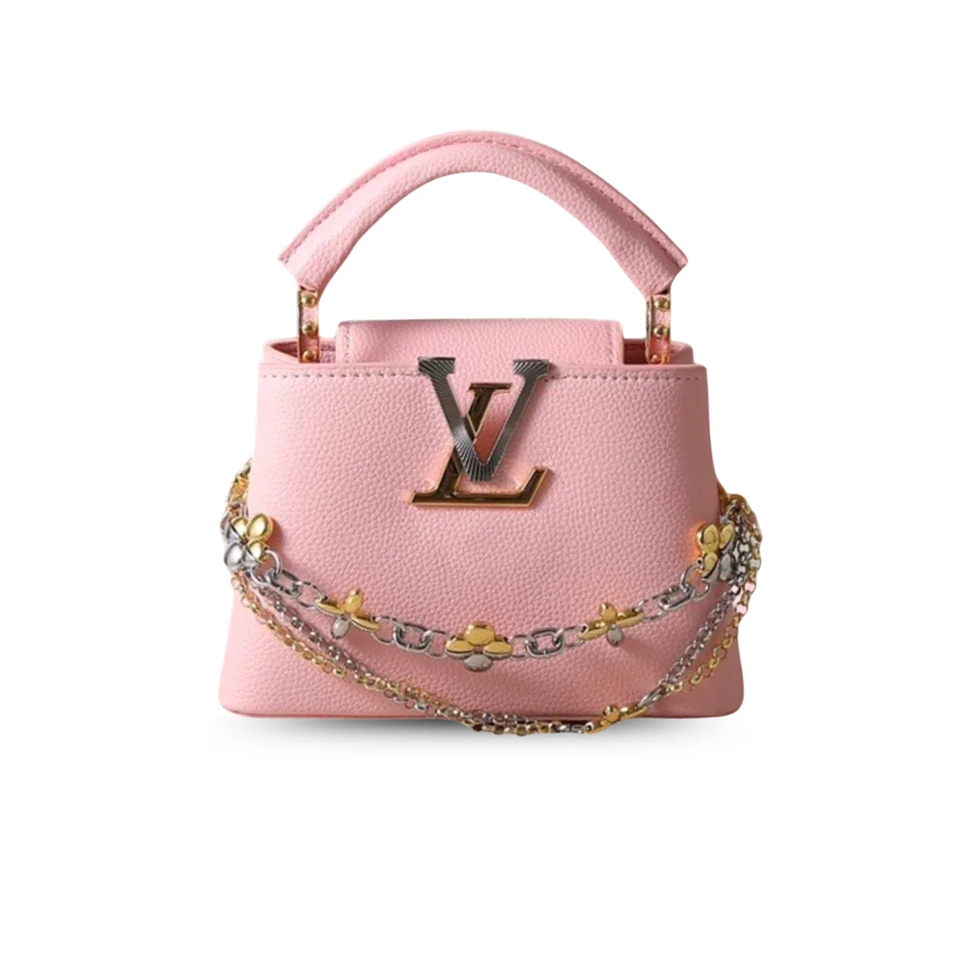 Louis Vuitton Capucines Mini Top Handle Bag / Light Pink Silver/ Gold Hardware
