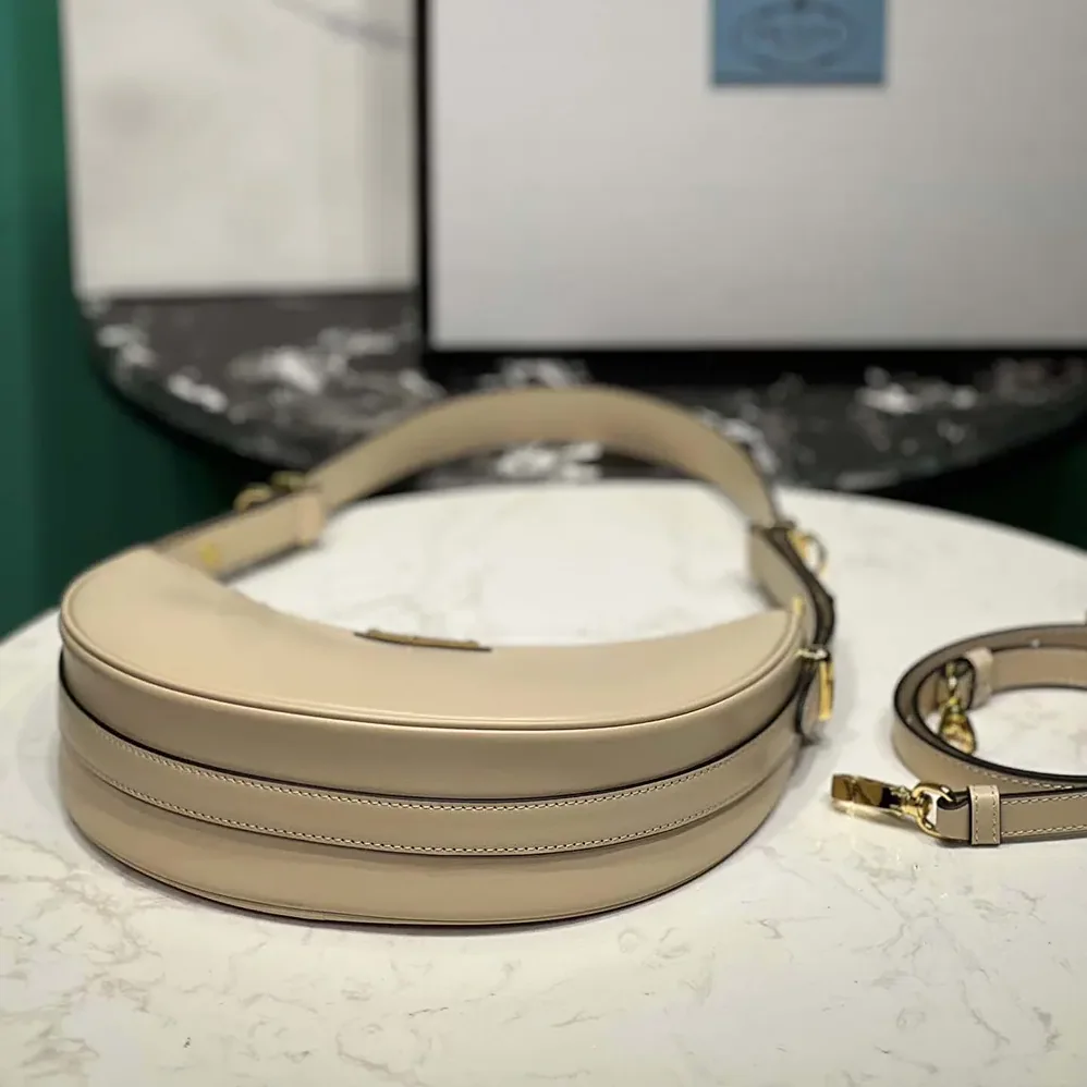 Prada Arqué Mini Leather Shoulder Bag for Women in Sand Beige