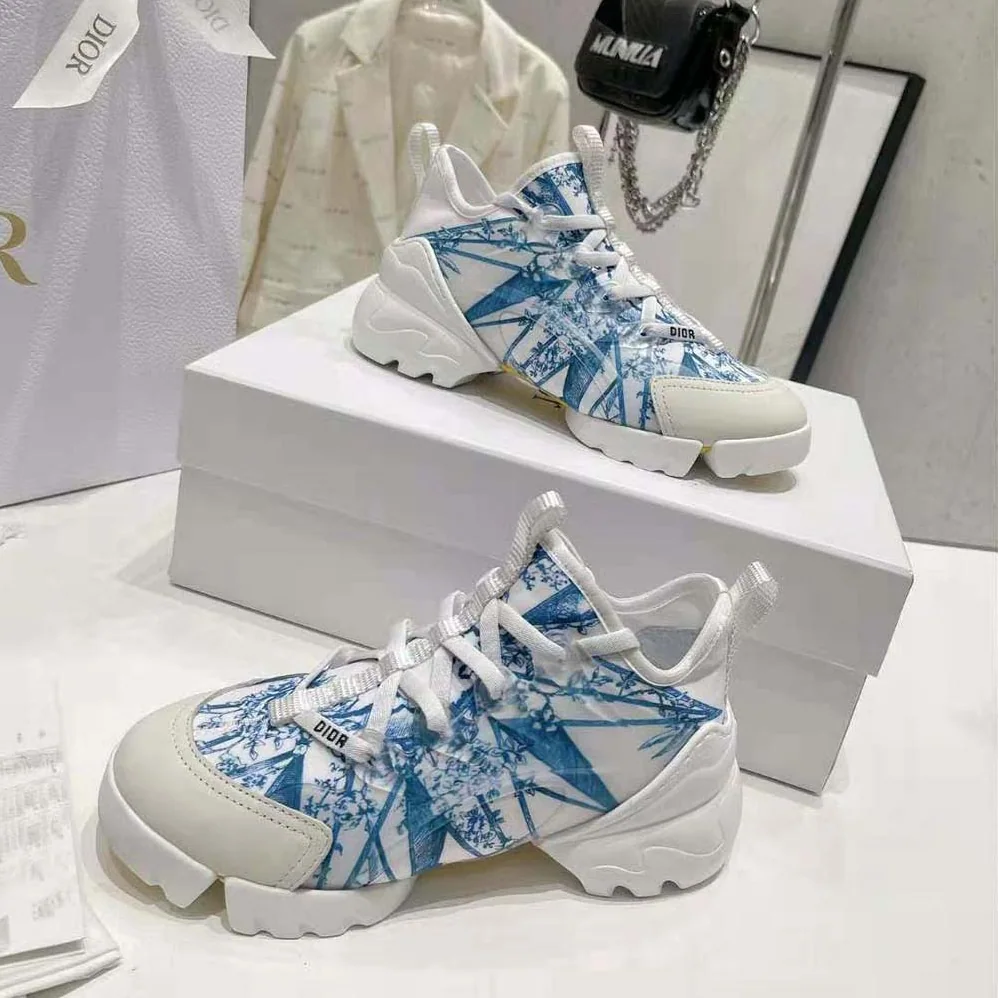Dior D-Connect Sneaker Blue Multicolor Technical Fabric with Rêve D'Infini Print for Women
