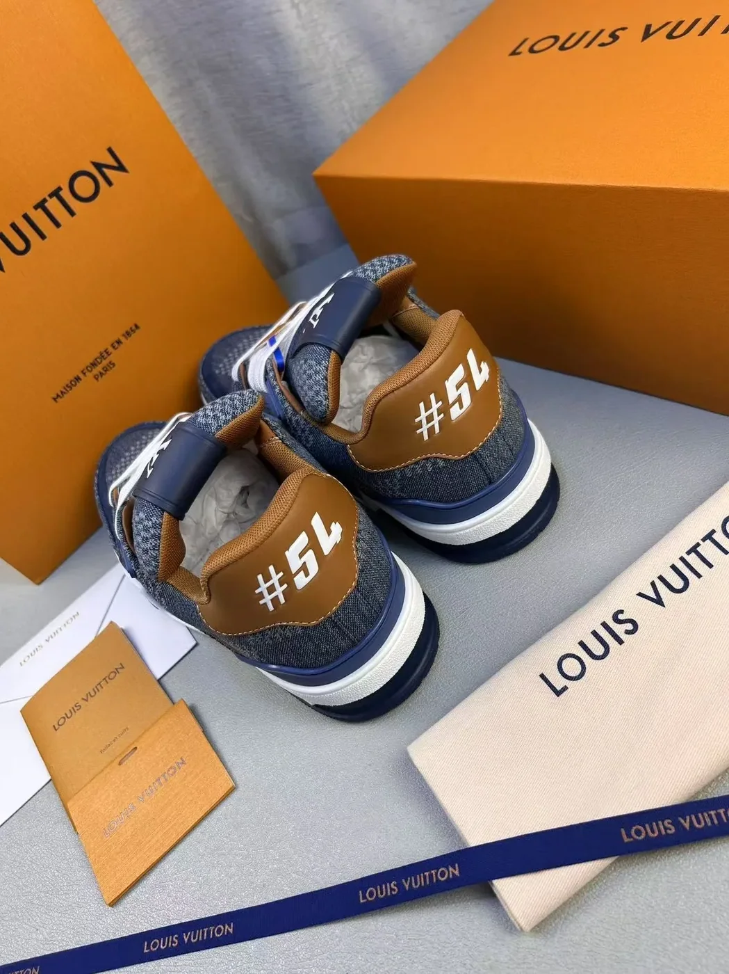 Louis Vuitton LV Trainer Sneaker Denim 1AD6DK Louis Vuitton LV Trainer Sneaker Denim 1AD6DK