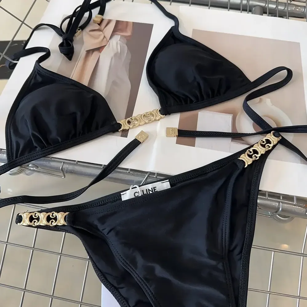Celine Triomphe Triangle Top / Swimsuit Bottom in Matte Jersey 2X24M152C.38NO for Women