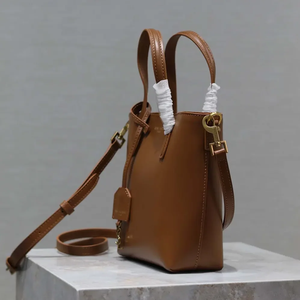 Saint Laurent YSL Mini Toy Shopping Saint Laurent in Box Leather for Women in Brown