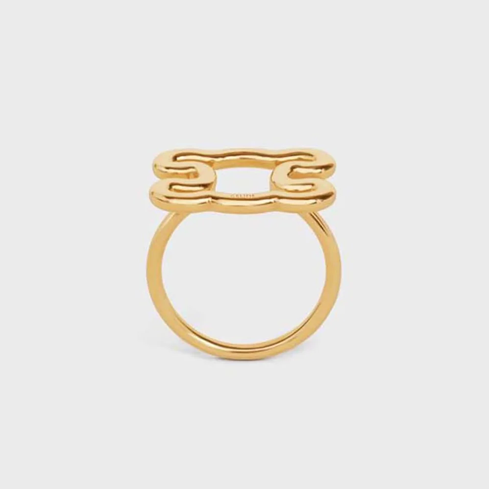 Celine Triomphe Frame Large Ring in Brass with Gold Finish for Women Celine Triomphe Frame Large Ring in Brass with Gold Finish for Women