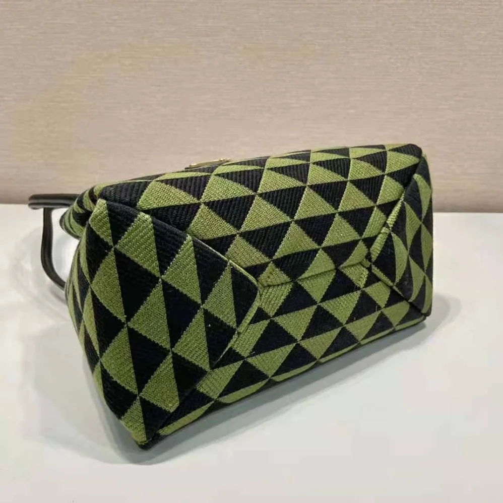 Prada Small Embroidered Fabric Bag for Women in Green Prada Small Embroidered Fabric Bag for Women in Green