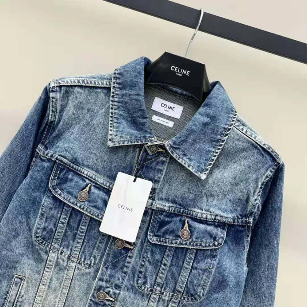 Celine Trucker Jacket in Dark Union Wash Denim for Women