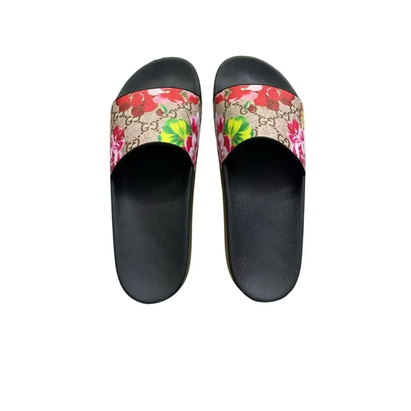 Gucci Blooms Supreme Floral Slide Sandal Black