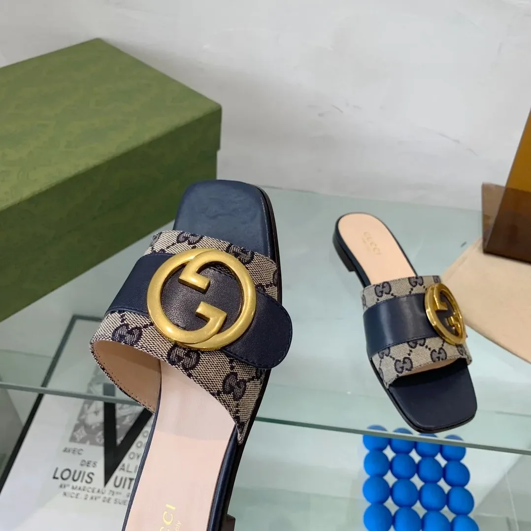Gucci Blondie Matelasse Canvas Slide Sandal Black Gucci Blondie Matelasse Canvas Slide Sandal Black