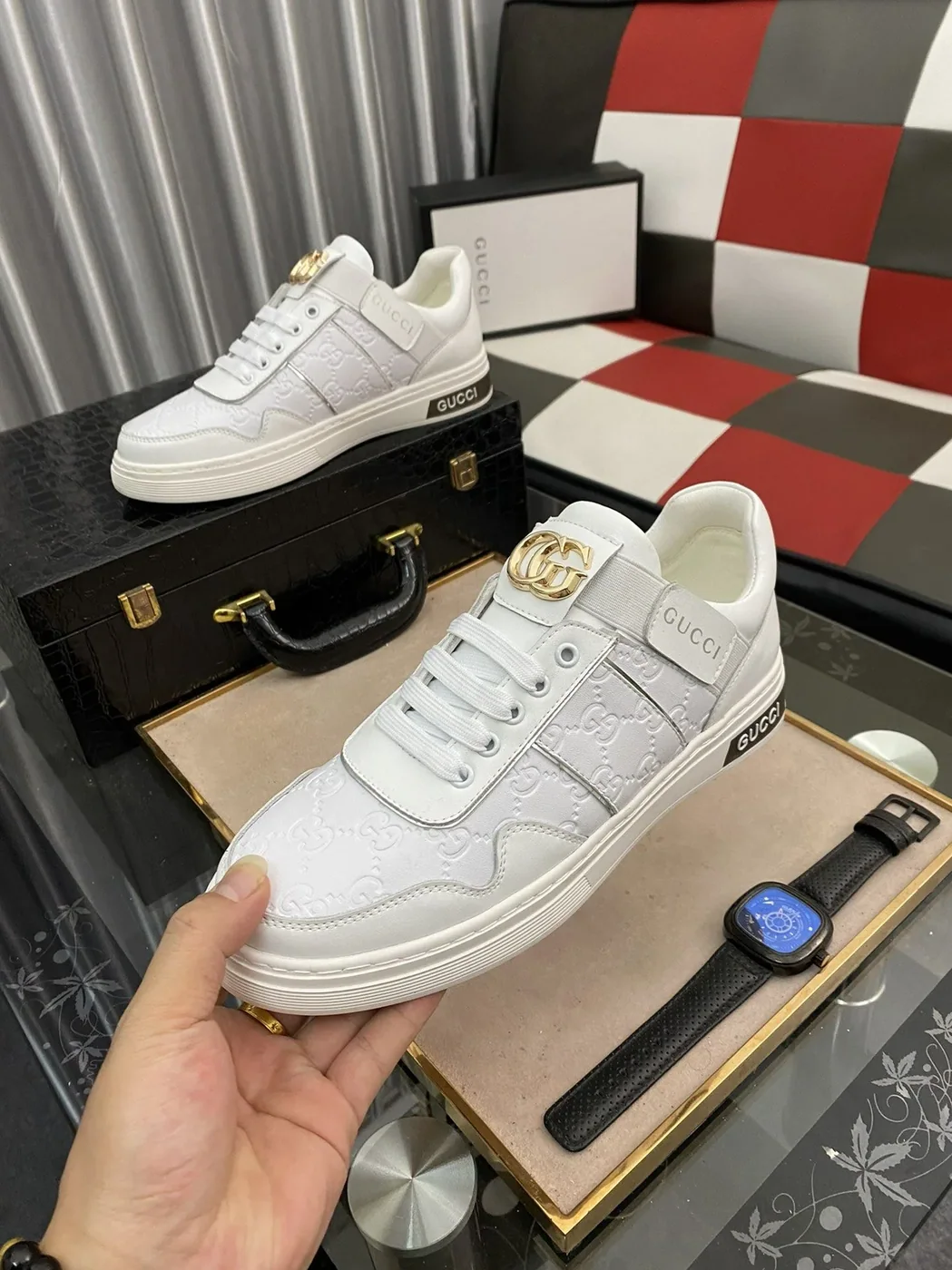 Gucci GG Embossed Sneaker Loafer With GG White for Men Gucci GG Embossed Sneaker Loafer With GG White for Men