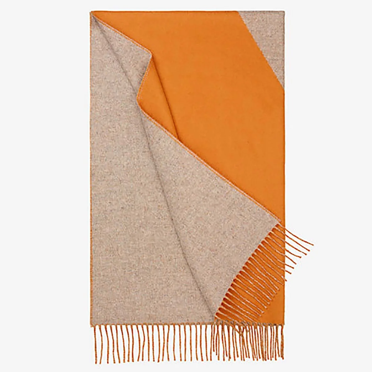 Hermes Casaque II Stole Double-faced Cashmere Scarf for Women in Orange