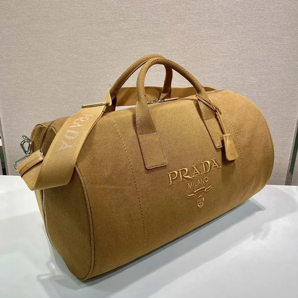 Prada Canvas Duffle Bag for Unisex in Brown Prada Canvas Duffle Bag for Unisex in Brown
