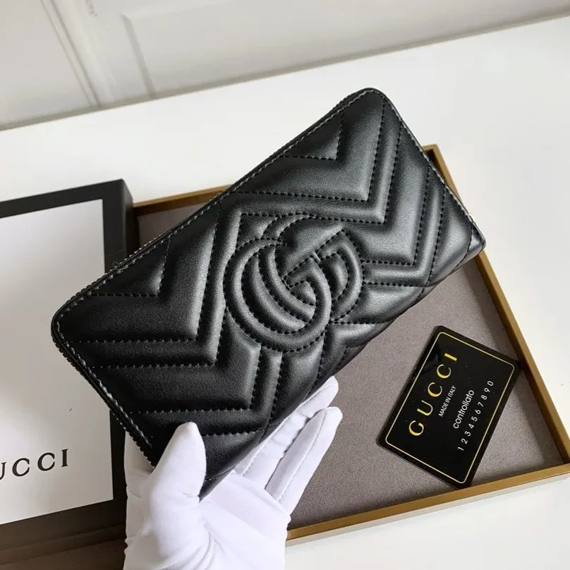 Gucci GG Marmont Zip Around Wallet Black /