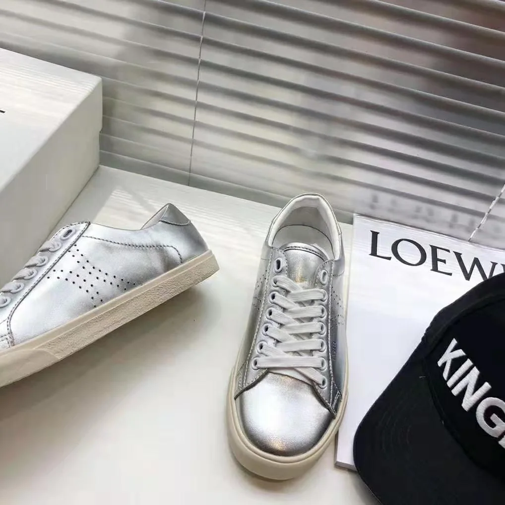 Celine Celine Triomphe Low Lace Up Sneaker Calfskin for Women in Silver