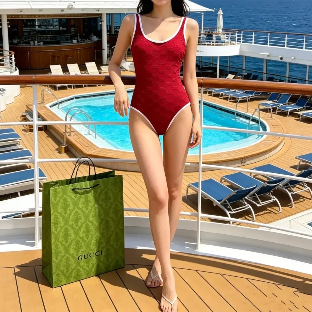 Gucci GG Jacquard One in Piece Swimsuit Red
