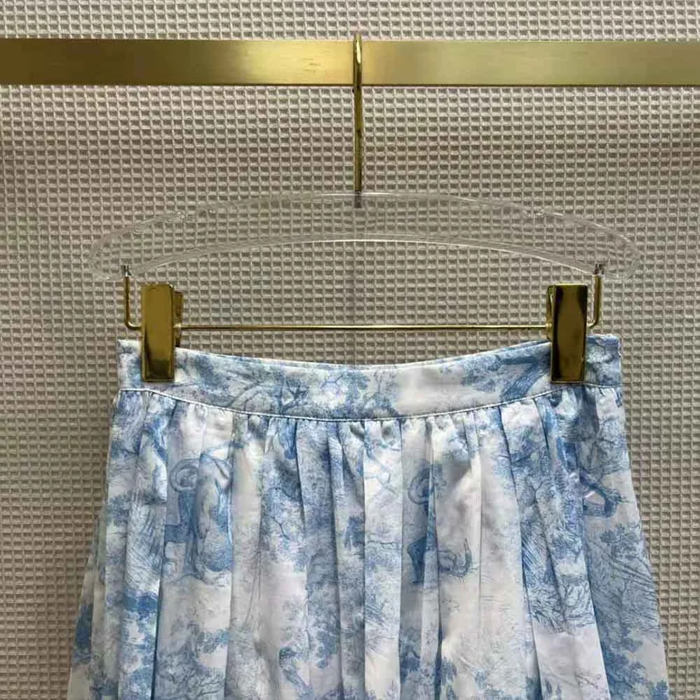 Dior Mid-Length Skirt Cornflower Blue Toile de Jouy Cotton Muslin for Women