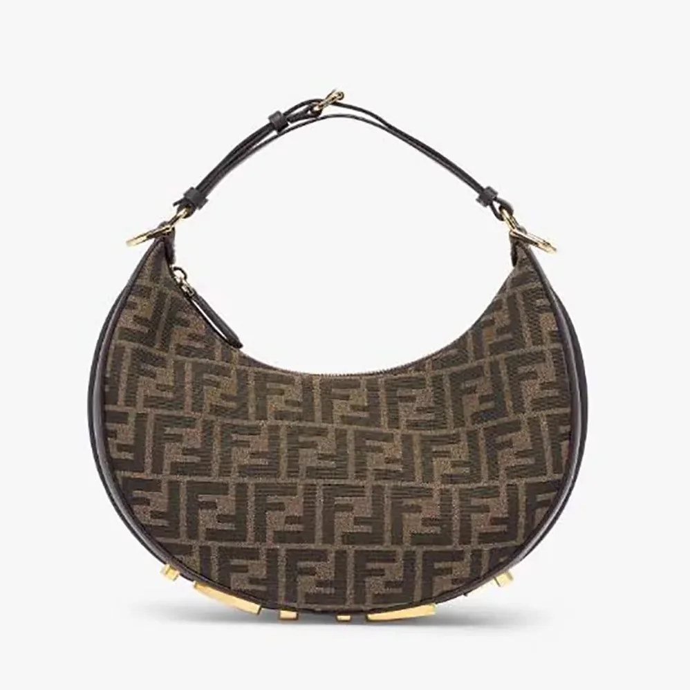 Fendi Fendigraphy Small Brown FF Jacquard Fabric Bag for Women Fendi Fendigraphy Small Brown FF Jacquard Fabric Bag for Women