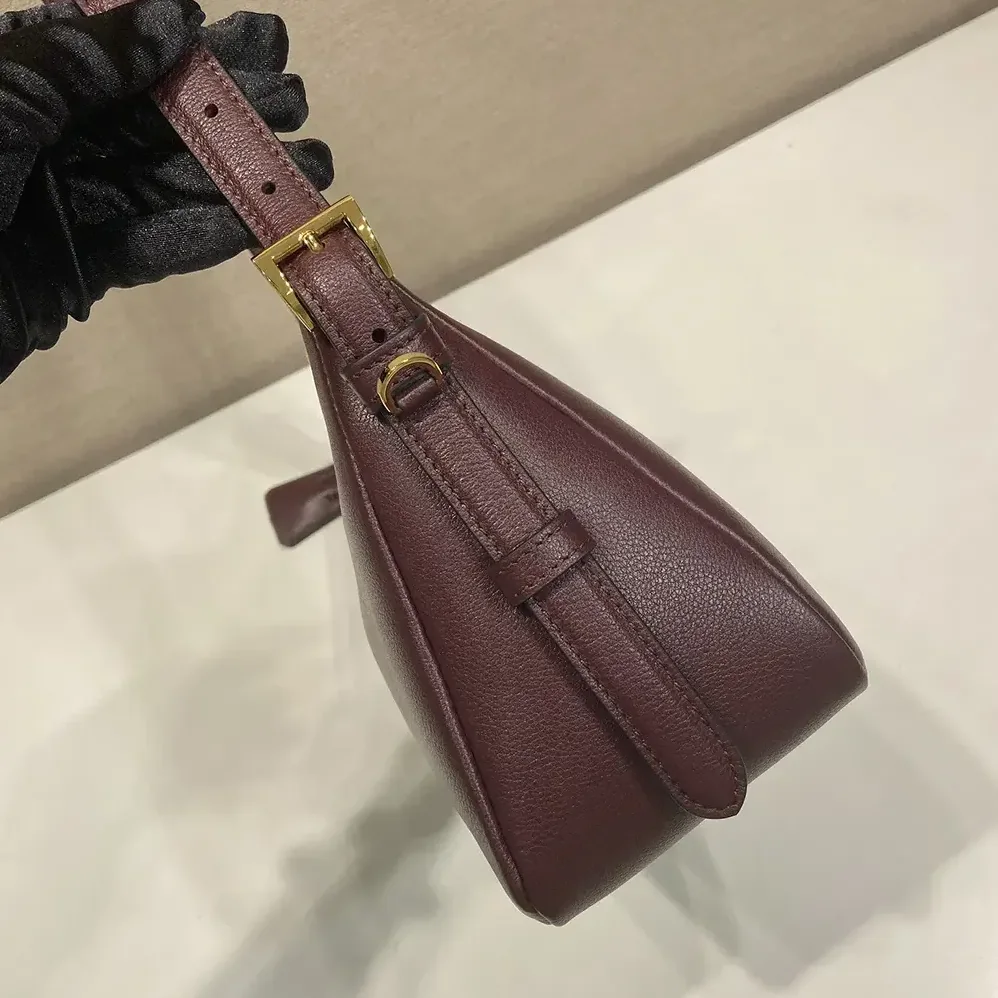 Prada Aimée Medium Leather Shoulder Bag for Women in Maroon