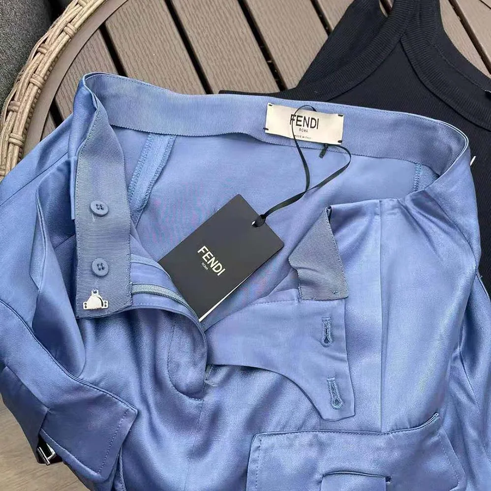 Fendi Blue Satin Skirt with Medium for Women in Low Waistline Fendi Blue Satin Skirt with Medium for Women in Low Waistline