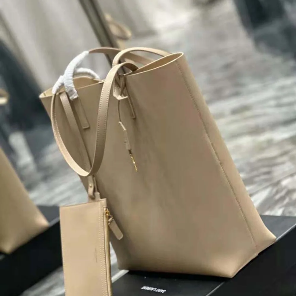 Saint Laurent YSL Shopping Saint Laurent N/S in Supple Leather for Women in Sandy