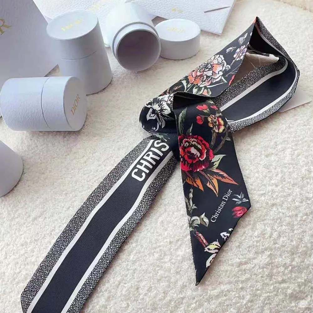 Dior Jardin Botanique Mitzah Scarf Black Multicolor Silk Twill for Women
