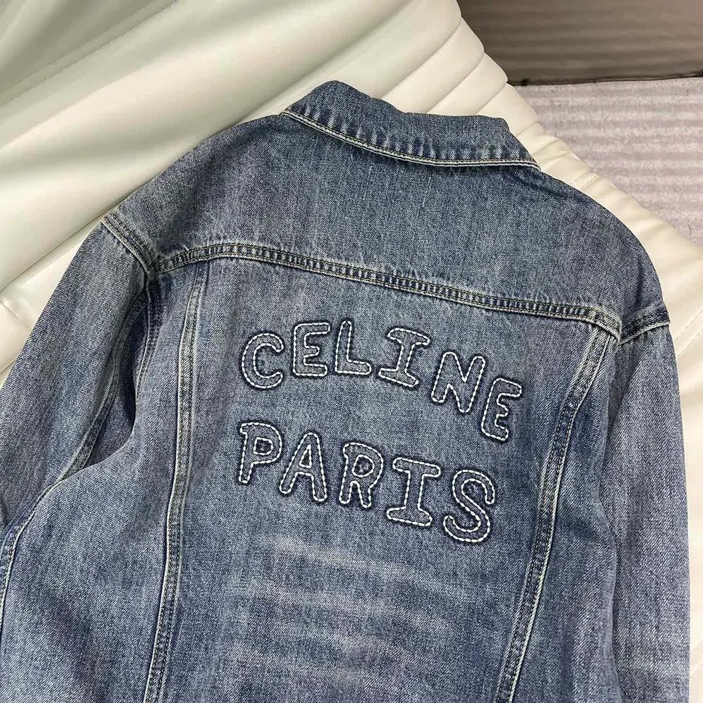 Celine Trucker Jacket in Dark Union Wash Denim for Women