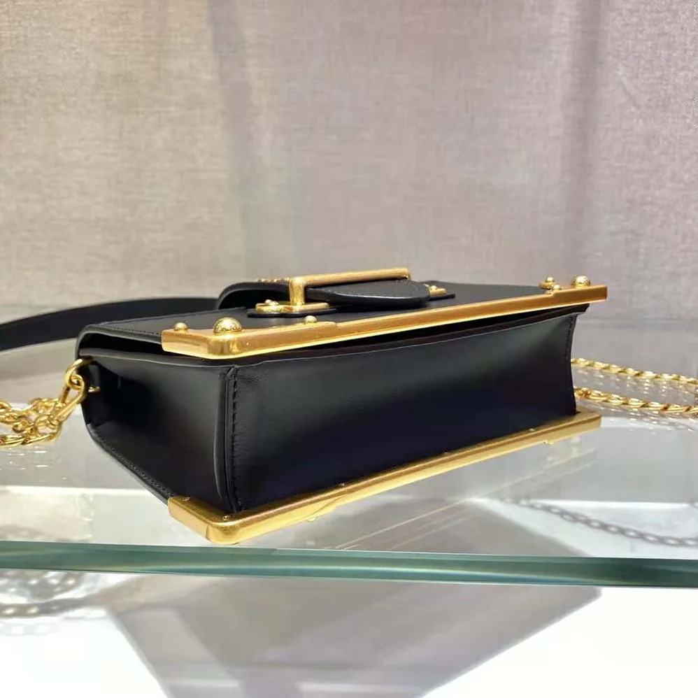 Prada Leather Prada Cahier Bag for Women in Black Prada Leather Prada Cahier Bag for Women in Black