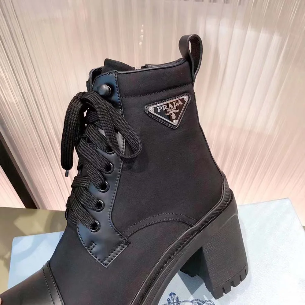 Prada Brushed Leather and Nylon Booties for Women
