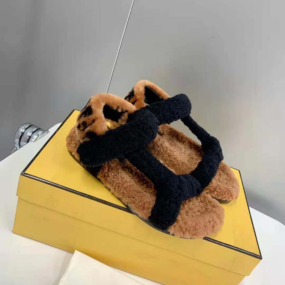 Fendi Feel Black Sheepskin Sandals for Women Fendi Feel Black Sheepskin Sandals for Women