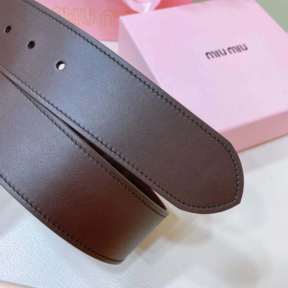 Miu Miu Leather Belt-Chocolate 5CC589_2E6Y_F0038 for Women Miu Miu Leather Belt-Chocolate 5CC589_2E6Y_F0038 for Women