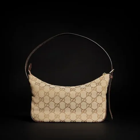 Gucci Lady Lunetta Small Shoulder Bag / Sand/ Dark Brown Gold Hardware