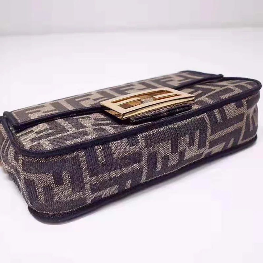 Fendi Mini Baguette Brown Fabric Bag for Women Fendi Mini Baguette Brown Fabric Bag for Women