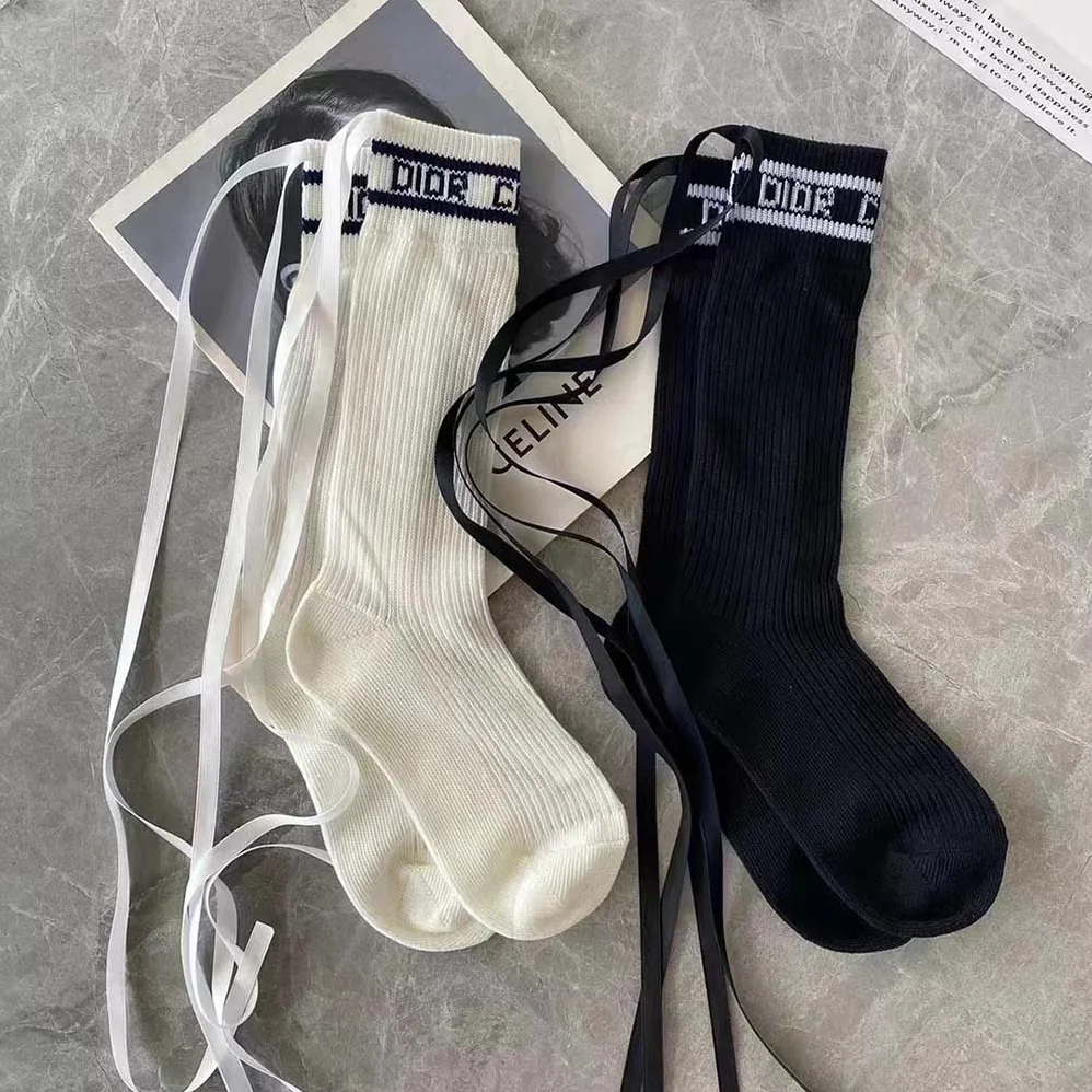 Dior Sporty High Socks White Black and Royal Cotton for Women Dior Sporty High Socks White Black and Royal Cotton for Women
