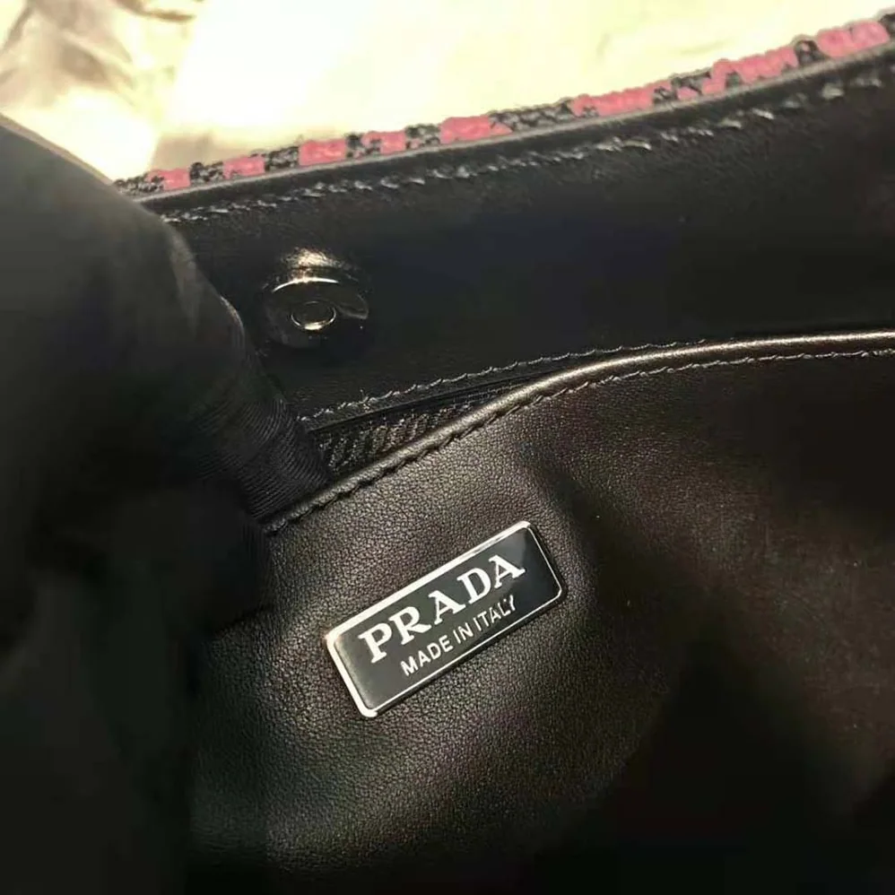 Prada Cleo Jacquard Knit and Leather Bag for Women in Pink