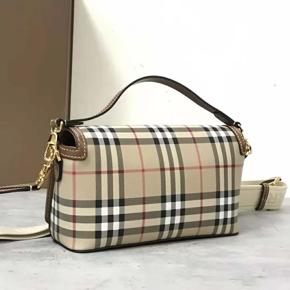 Burberry Top Handle Note Bag with Logo-engraved Studs for Women in Brown