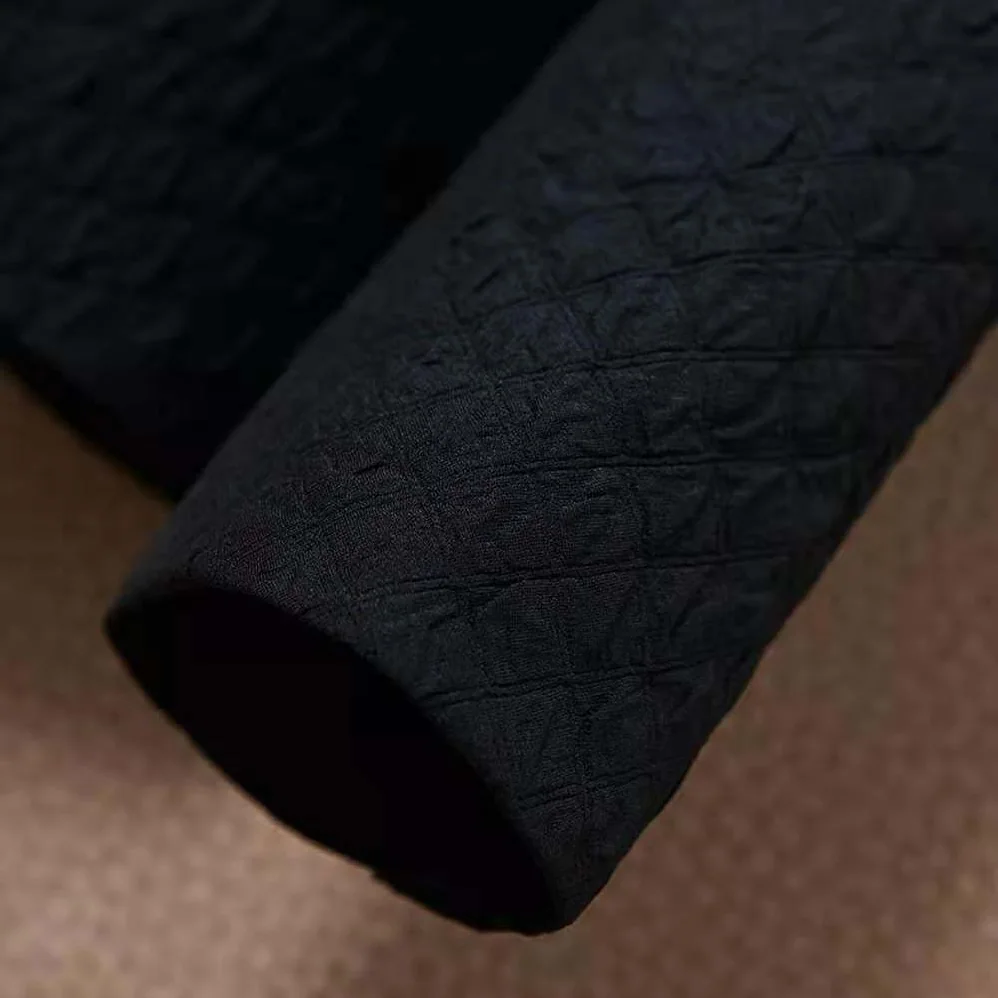 Dior Cloque-Effect Bar Jacket Black Matte Single for Women in Breasted Technical Fabric Dior Cloque-Effect Bar Jacket Black Matte Single for Women in Breasted Technical Fabric
