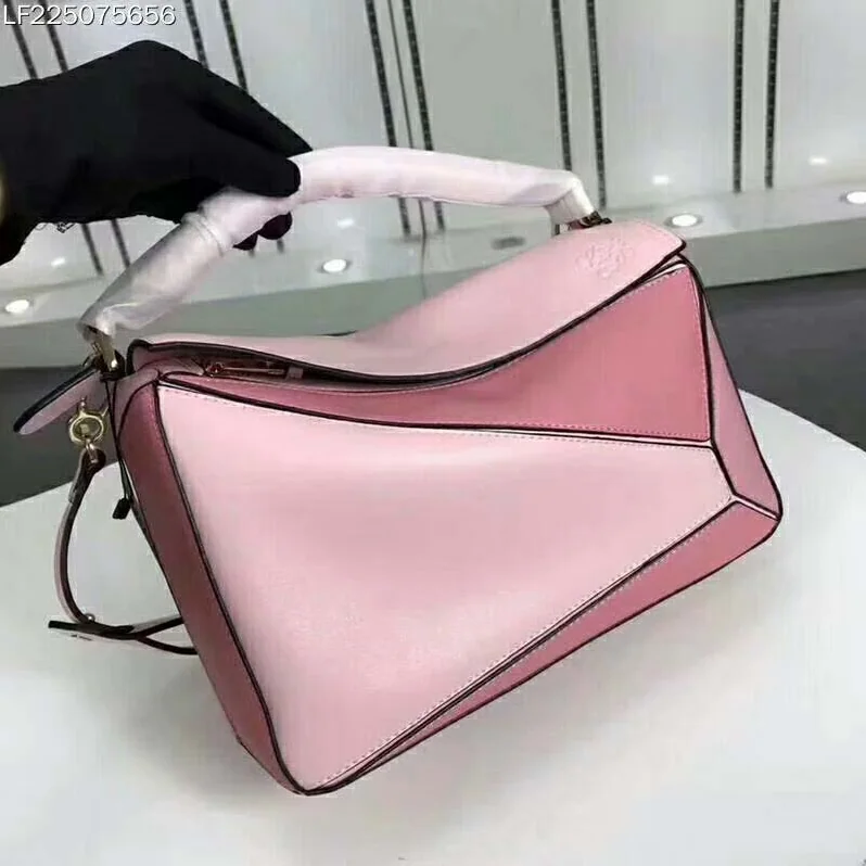 Loewe Puzzle Multi-color Bag with Strap Handle in Calfskin in Pink