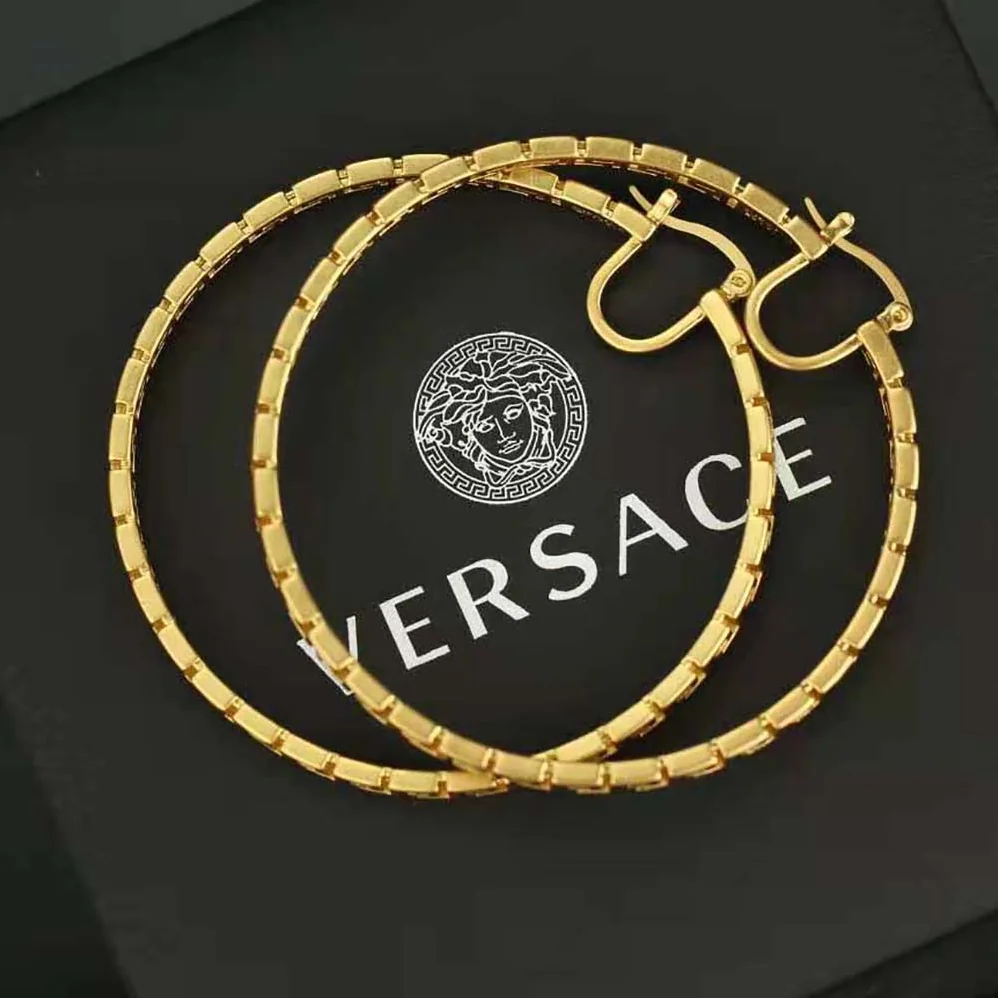 Versace Greca Hoop Earrings for Women in Gold