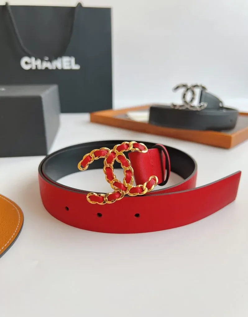 Chanel CC Chain Buckle Belt Red Chanel CC Chain Buckle Belt Red
