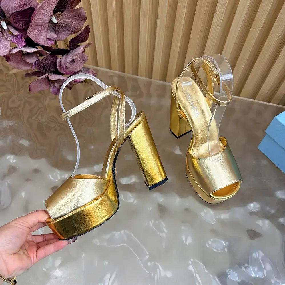 Prada Mordoré Nappa Leather Platform Sandals for Women in Gold Prada Mordoré Nappa Leather Platform Sandals for Women in Gold