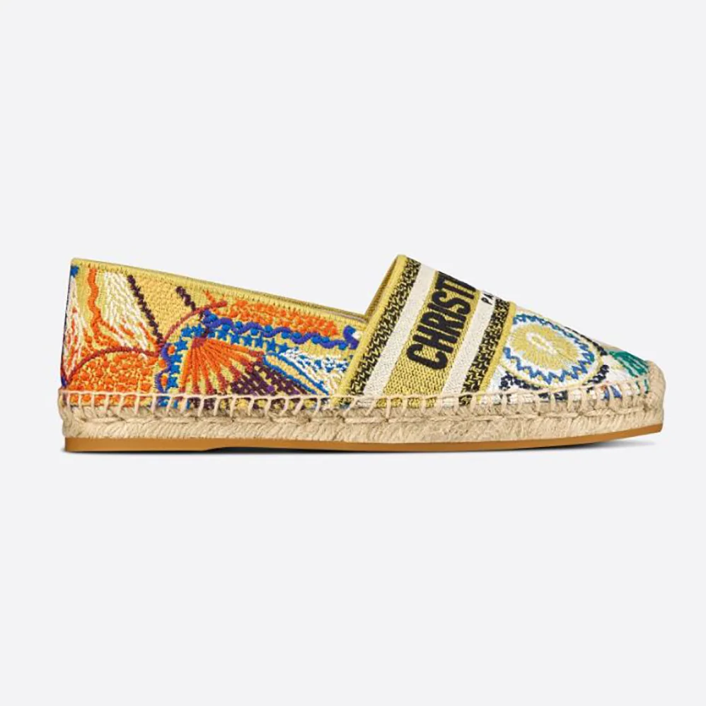 Dior Granville Espadrille Turquoise Dior In Lights Embroidered Cotton for Women Dior Granville Espadrille Turquoise Dior In Lights Embroidered Cotton for Women