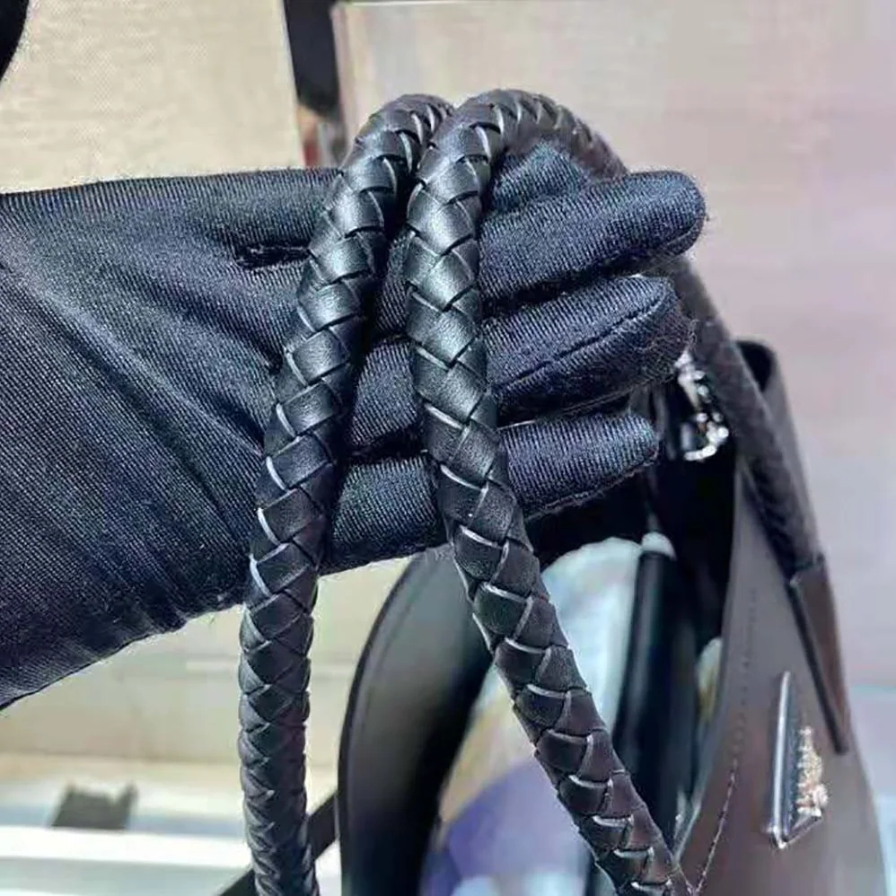 Prada Prada Double Medium Leather Handbag for Women in Black Prada Prada Double Medium Leather Handbag for Women in Black