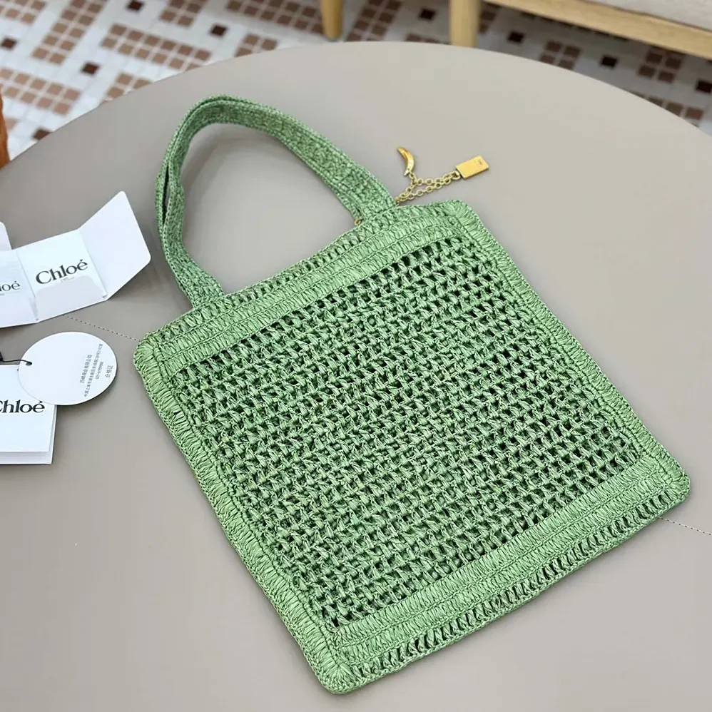 Chloe Summer Banana Tote Bag In Raffia for Women in Green Chloe Summer Banana Tote Bag In Raffia for Women in Green