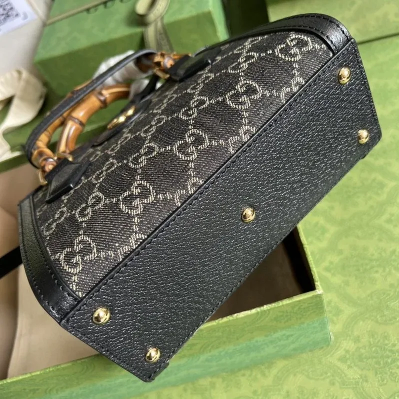 Gucci Diana Jumbo GG Mini Tote Bag Handbag Canvas Lining Black / Gucci Diana Jumbo GG Mini Tote Bag Handbag Canvas Lining Black /