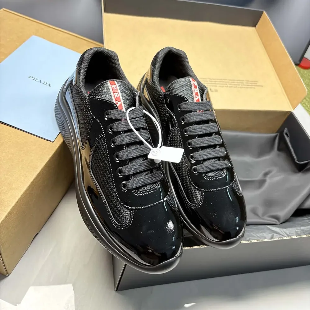 Prada Patent Leather and Technical Fabric Prada America's Cup Sneakers for Unisex in Black Prada Patent Leather and Technical Fabric Prada America's Cup Sneakers for Unisex in Black