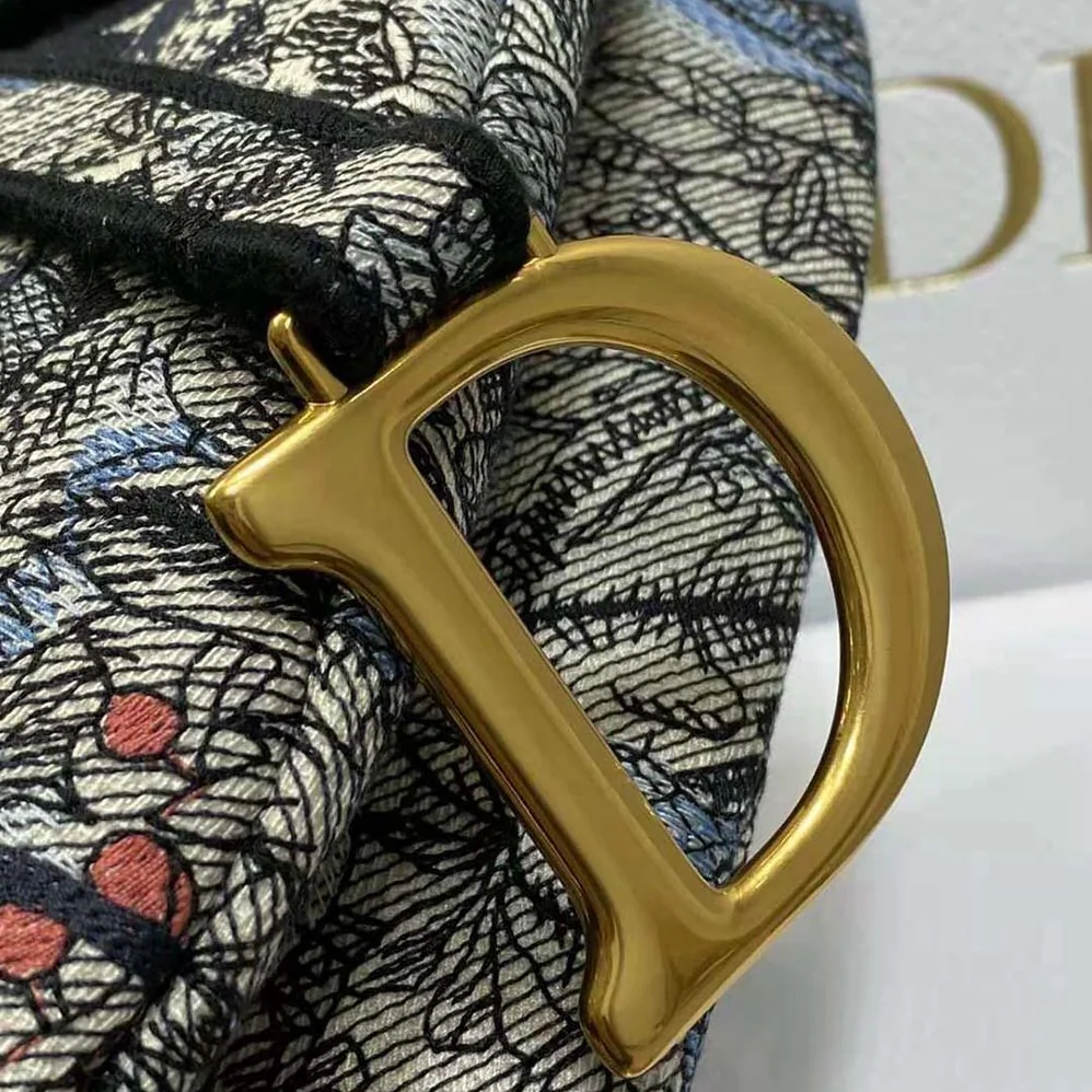 Dior Saddle Bag Denim Multicolor Dior Jardin Magique Embroidery for Women Dior Saddle Bag Denim Multicolor Dior Jardin Magique Embroidery for Women