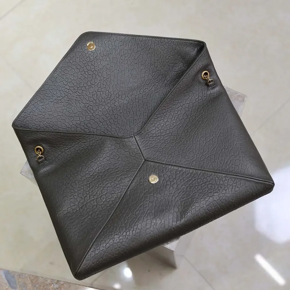 Saint Laurent YSL Cassandre XXL Envelope Pouch On Chain In Lambskin 35cm for Women