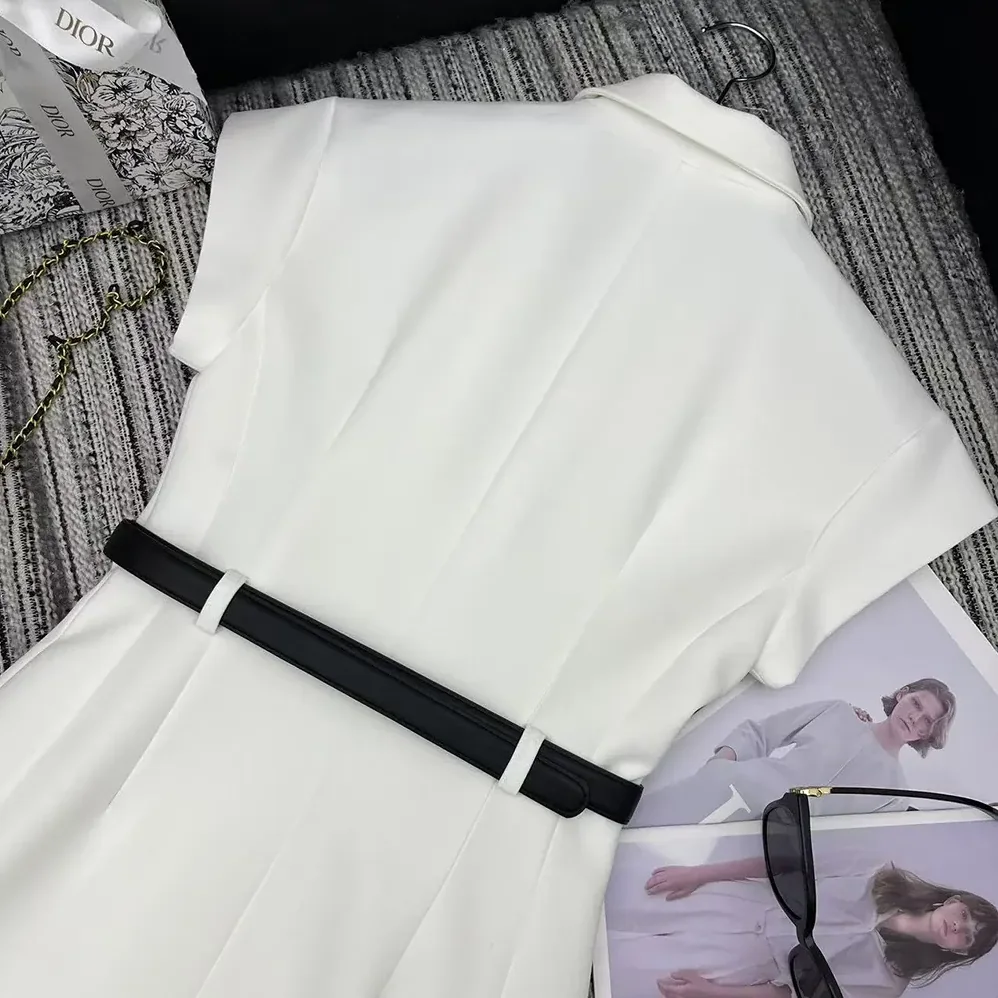 Dior Mid-Length Belted Dress Ecru Virgin Wool and Silk Grain de Poudre for Women