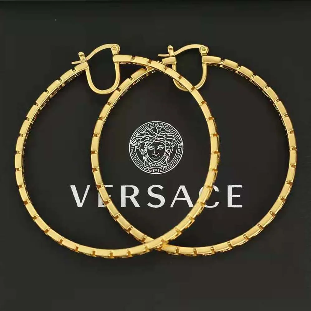 Versace Greca Hoop Earrings for Women in Gold